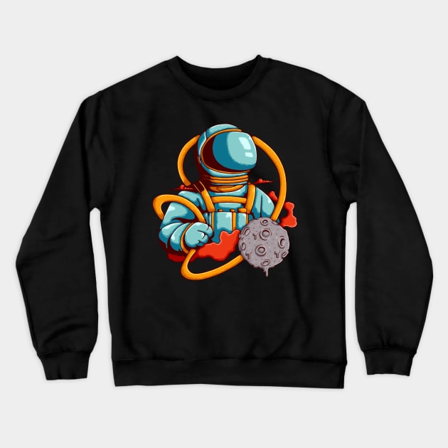 astronauts Crewneck Sweatshirt by rikiumart21